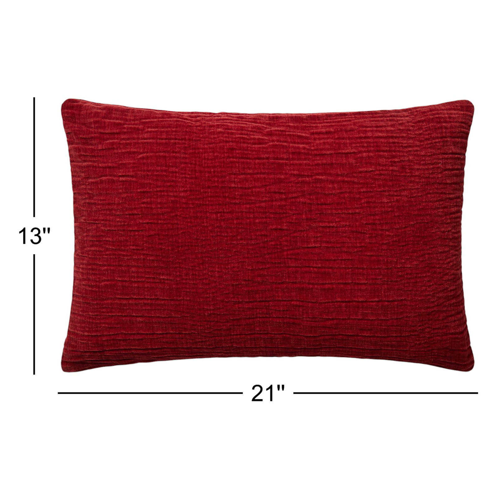 Edan Pillow Cover, Rectangle 13"H x 21"W, Red, Polyester/Polyfill