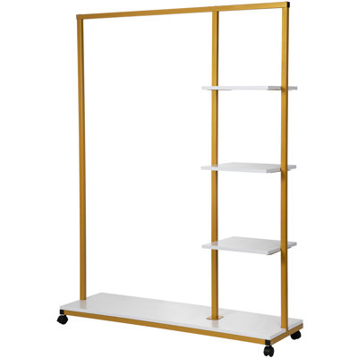 Zacharay 47.2'' Rolling Industrial Pipe Clothing Rack