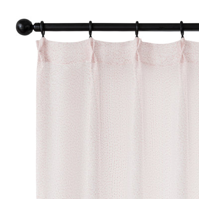 Pinch Pleat Semi-Sheer Single Curtain Panel with Rings and Clips Included