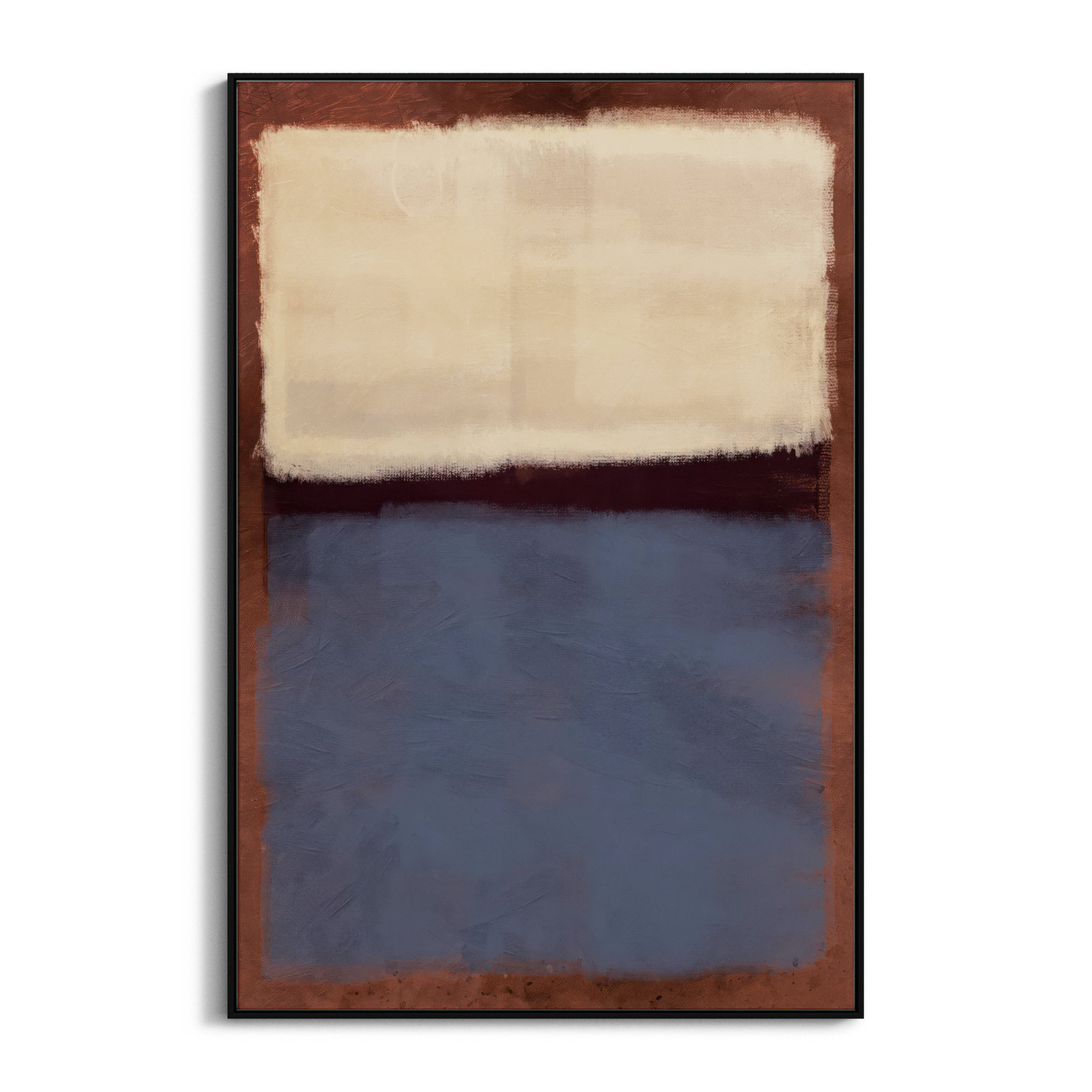 Alabaster Burst - Floater Frame Painting on Canvas, Black Framed, 61.5" H x 41.5" W x 2" D
