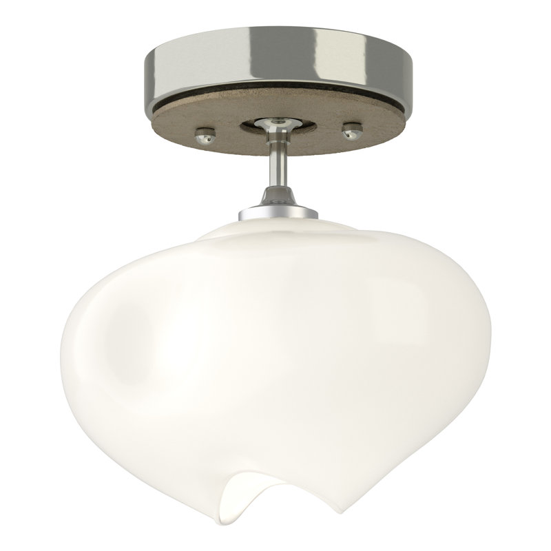 Ume Frosted Glass 1 - Light Semi Flush Mount, Sterling, Soft Gold
