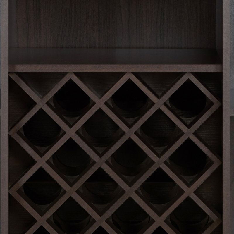 Armoire à vin 2 portes avec porte-verres à pied Espresso