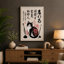 Cat Among Peonies Japandi - Wrapped Canvas-377979668-377979667