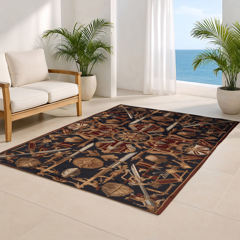 Tapis noir français intérieur et extérieur, Rectangulaire 8 pi x 10 pi