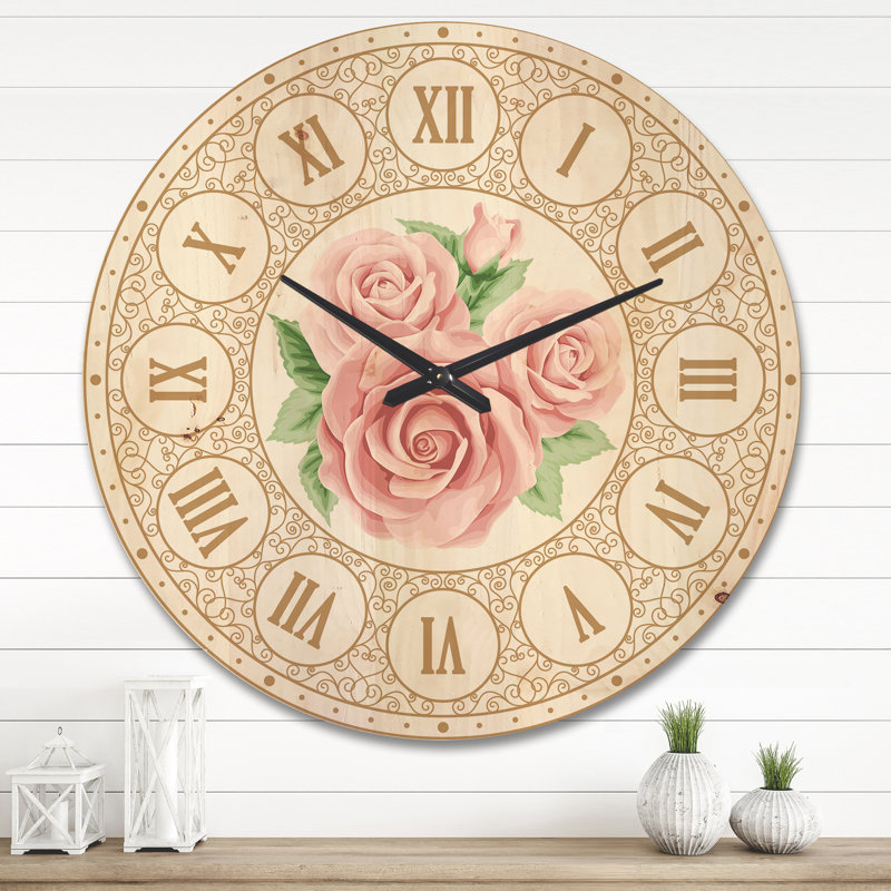 Horloge murale moderne en bois rose, Très grand