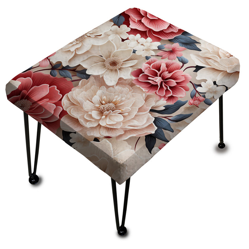 Pink And White Romantic Lace Whispers Flowers IV - Floral Rectangle Ottoman