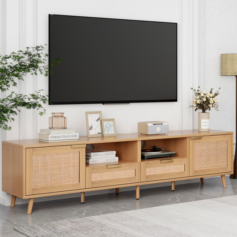 Meuble télé moderne : compatible avec les téléviseurs jusqu'à 85 pouces, matériaux de qualité, console intérieure spacieuse pour le salon : jusqu'à 85 pouces, élégant