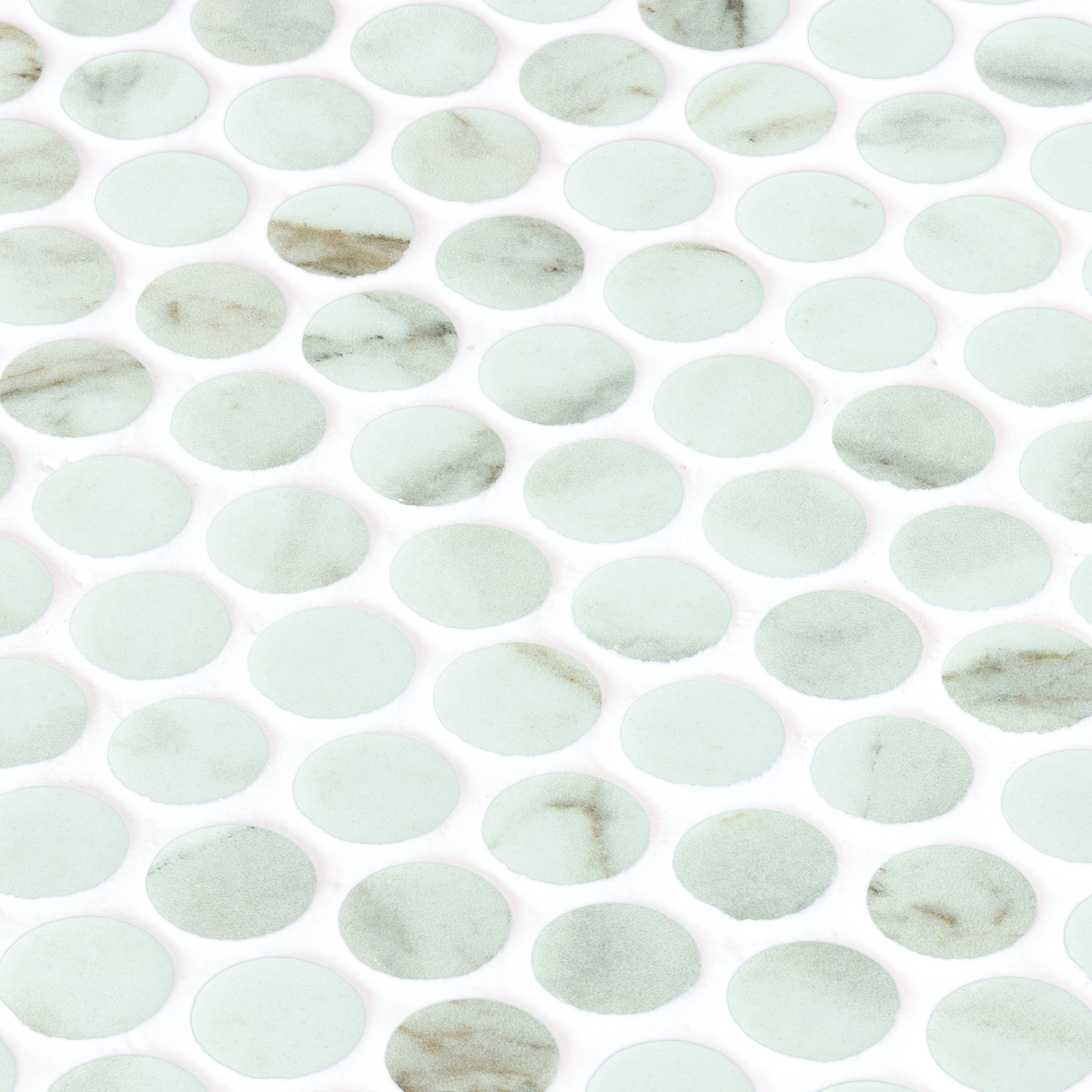 Onix Penny Round Athena Matte Glass Marble Look Mosaic