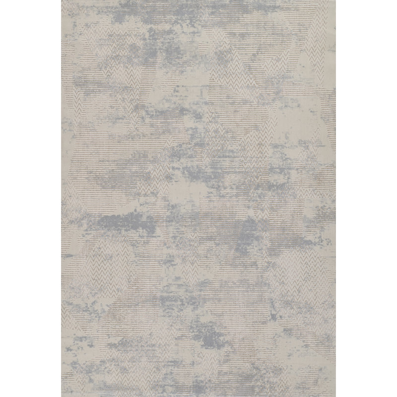 Erla Polyester Blend Abstract Light Blue Area Rug 2' X 3', 2' X 3'