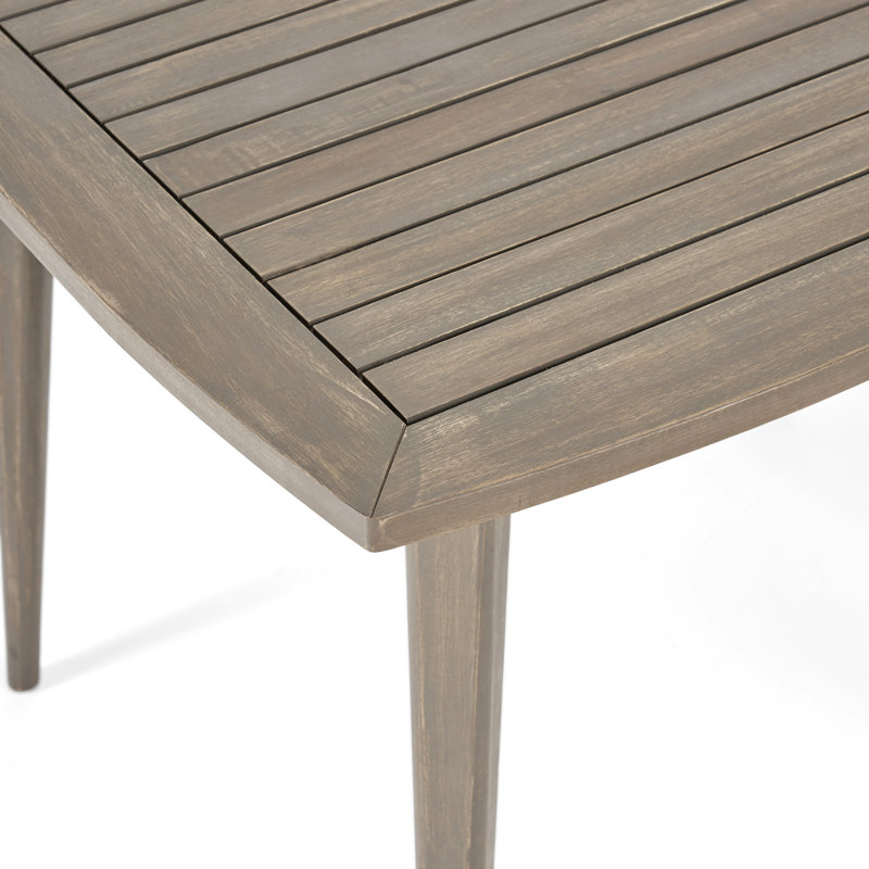 Table d'extérieur carrée en bois d'acacia avec pieds droits, gris