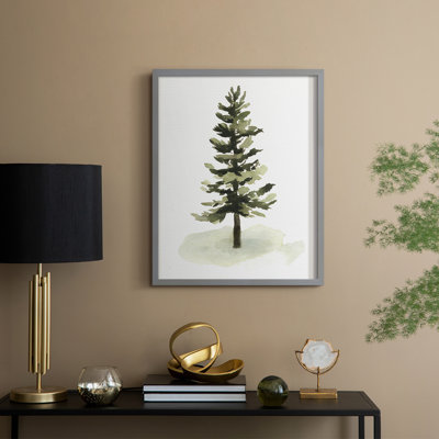 Watercolor Pine II Framed Print - Solid Wood