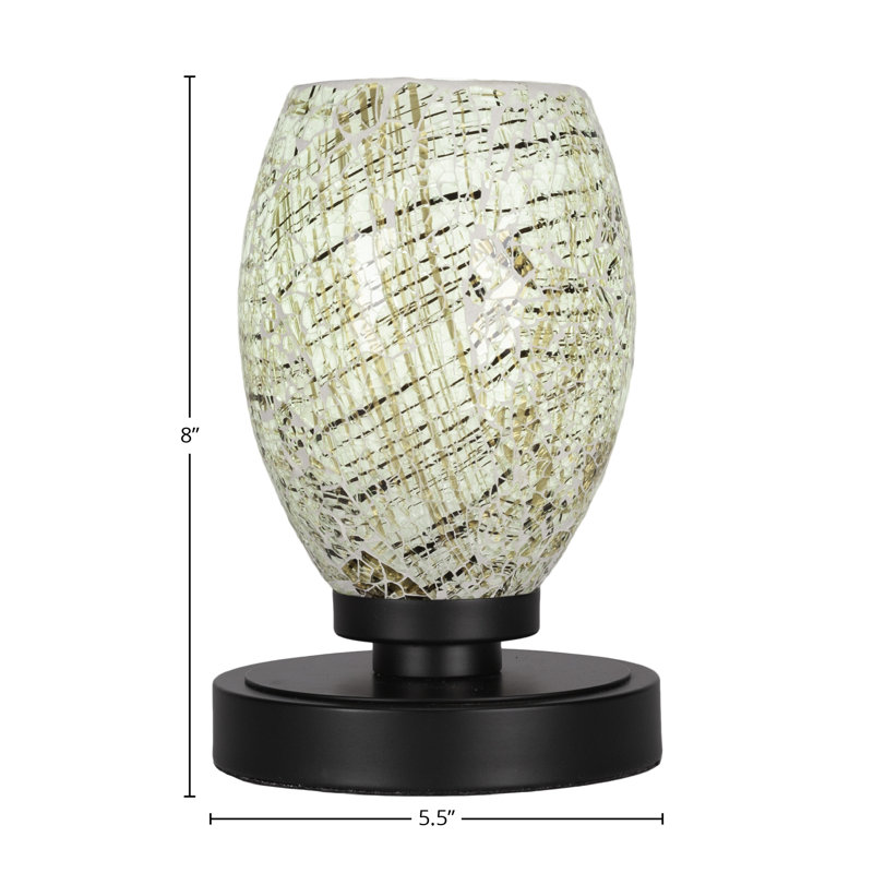 Lampe d'appoint Lannah au fini noir mat avec verre de fusion naturel de 5 po