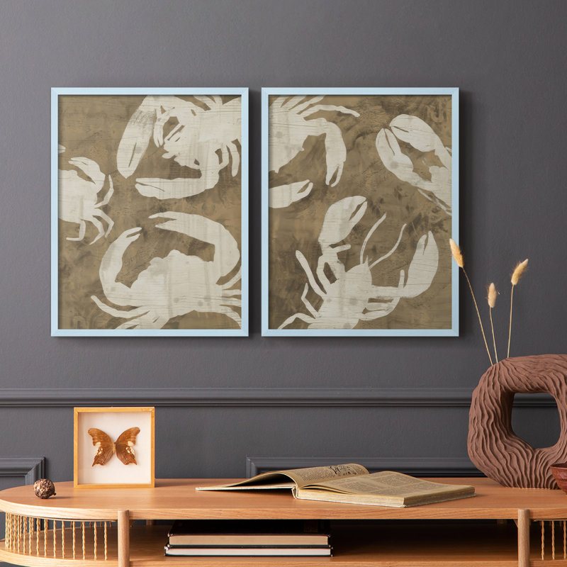 «I-Premium», reproduction encadrée «Woodgrain Crustaceans» - prête à être accrochée, Bleu, H 11 po x l 18 po