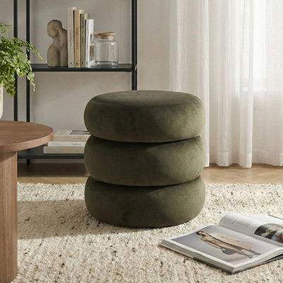 Modern Round Velvet Ottoman With Storage