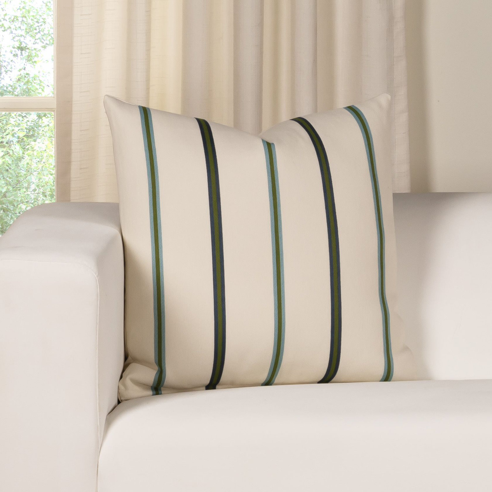 Maurine Striped Throw Pillow, Blue, Square 17"