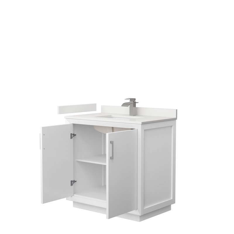 Strada 36'' W Single Vanity, WDX13300, White, Satin Bronze