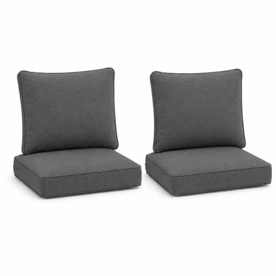 Ensemble de 2 coussins d'extérieur pour chaises, canapés et fauteuils, 61 x 61 x 10 cm, résistants aux intempéries et à la décoloration, gris.