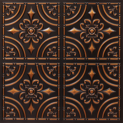 Wrought Iron 24'' L x 24'' W Textured PVC Ceiling Tile In Antique Mocha