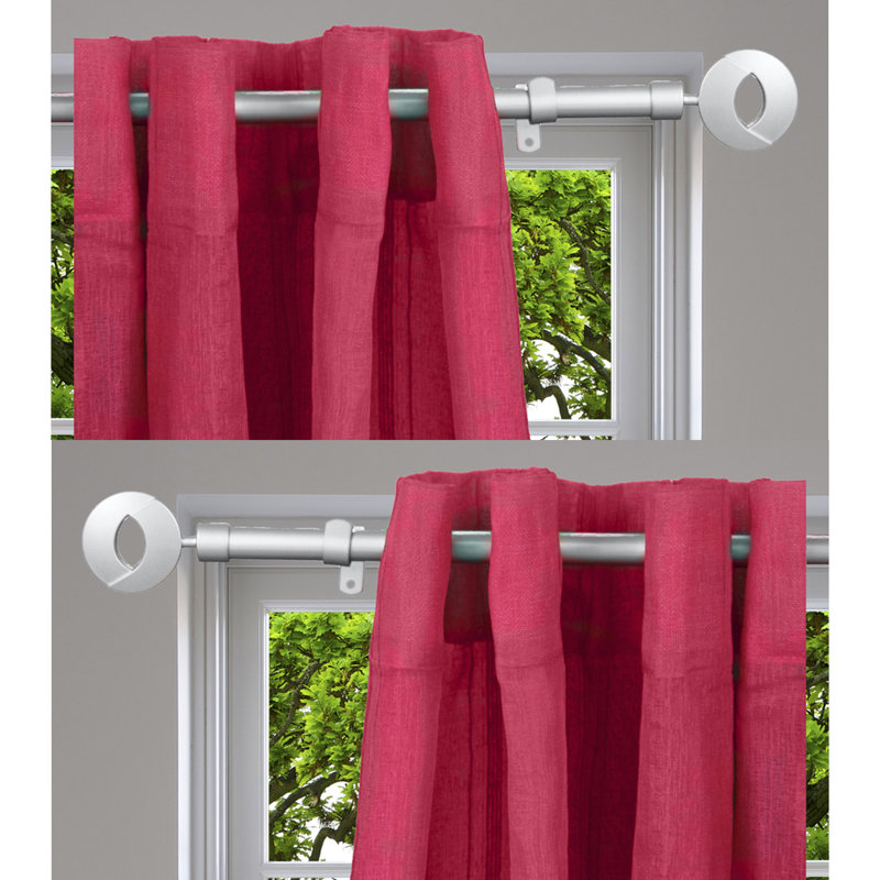 Adjustable Grey Steel Single Curtain Rod Set with Geometric Finials