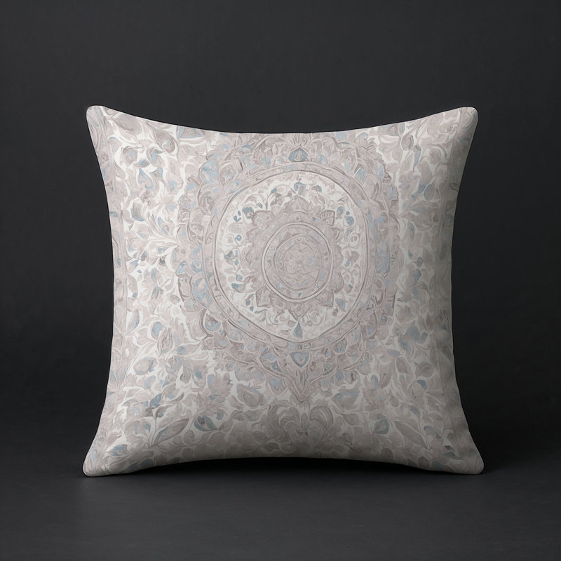 Coussin décoratif intérieur / extérieur gris Modern Modern, Carré 18 po, Gris damassé 2