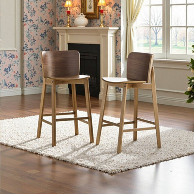 Ensemble de 2 tabourets de bar en bois d'hévéa de hauteur comptoir 18,9 po Pari