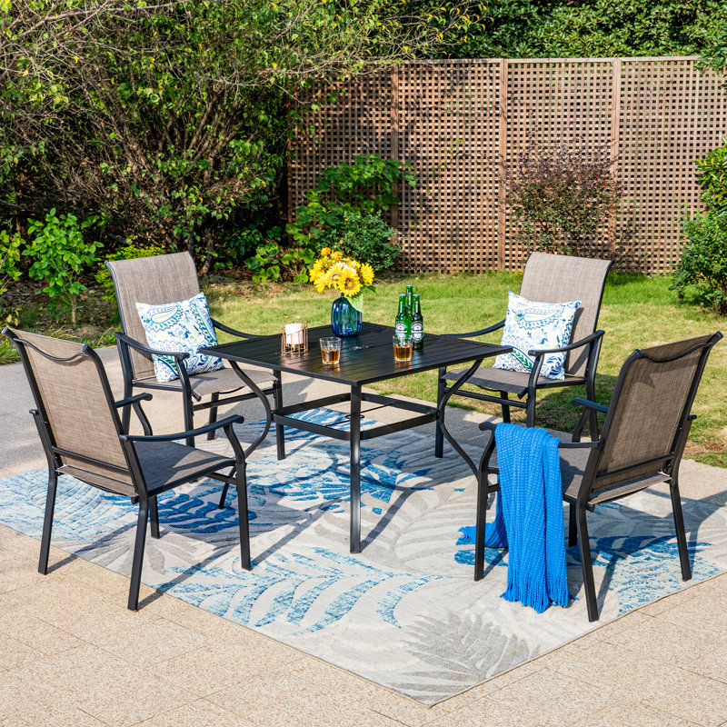 Basima 4 - Person Patio Dining Set with Square Table