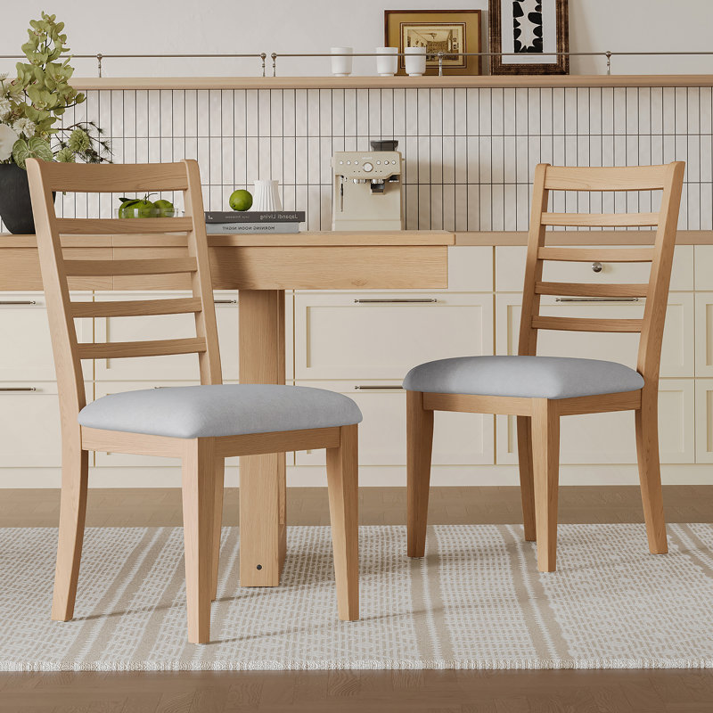 Ensemble de chaises de salle à manger de style classique avec confort rembourré et conception sans accoudoirs, Naturel