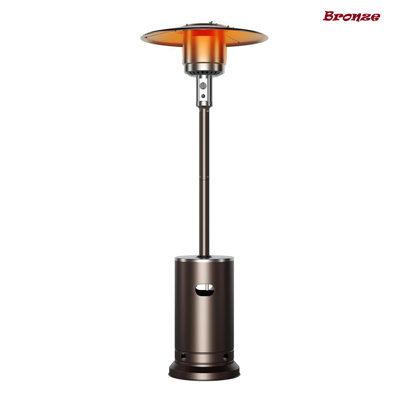 Chauffe-terrasse 48 000 BTU, chaufferette portative avec roues, chaufferettes d'extérieur au propane en acier inoxydable pour patio, cour arrière, balcon