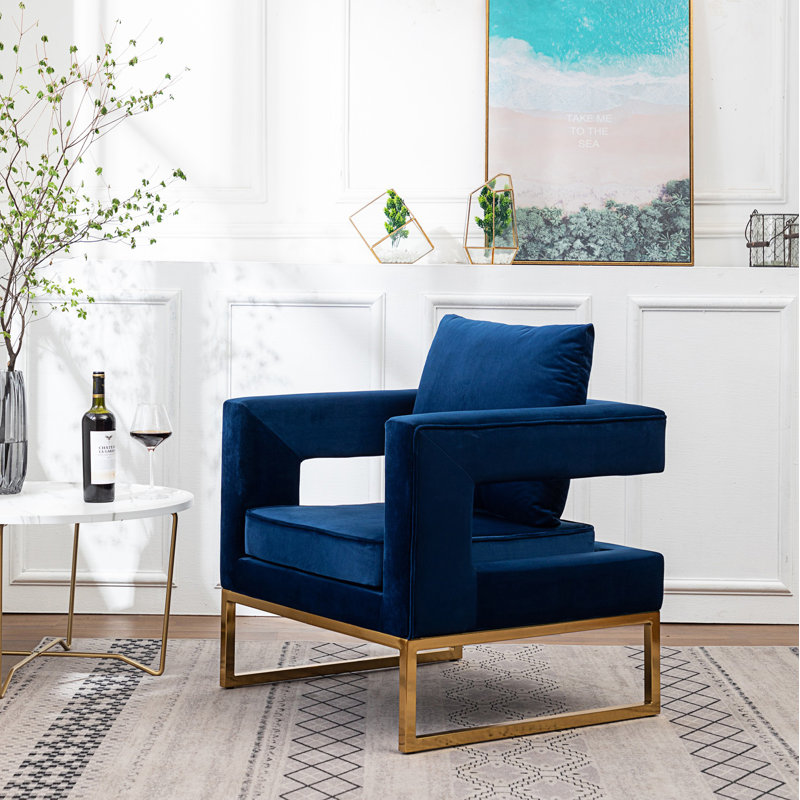 Fauteuil d'appoint contemporain rembourré, Bleu