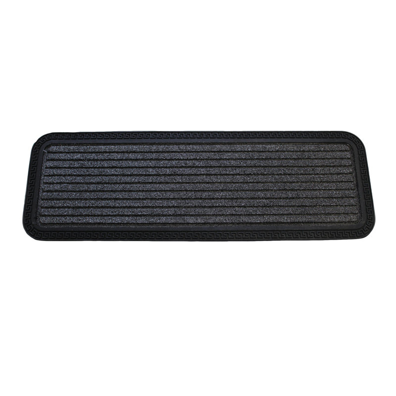 Tapis d'extérieur gris rayé en fibre synthétique 10 po x 30 po