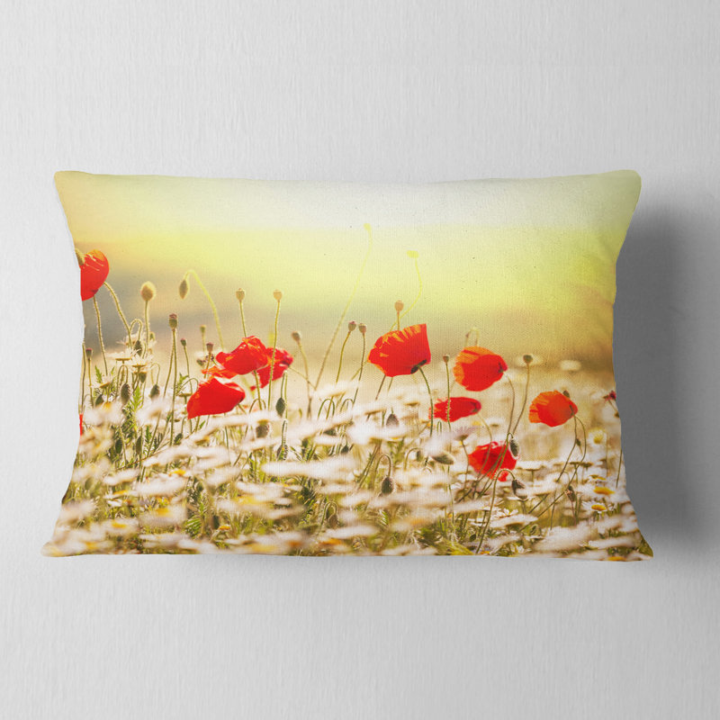 Coussin Wild Meadow avec coquelicots - imprimé floral