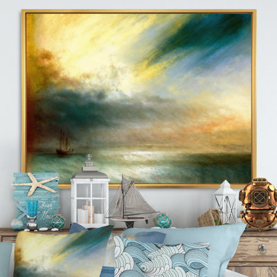 Voilier pendant le coucher du soleil exotique IV - Bateau côtier, art mural sur toile