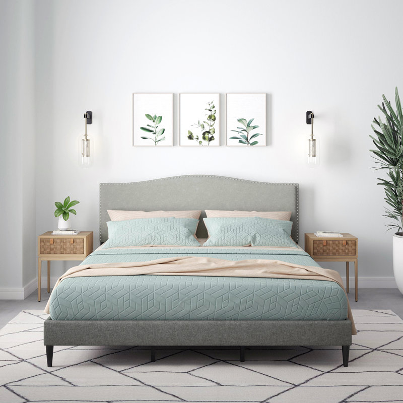 Salvaggio Upholstered Platform Bed, Stone, King