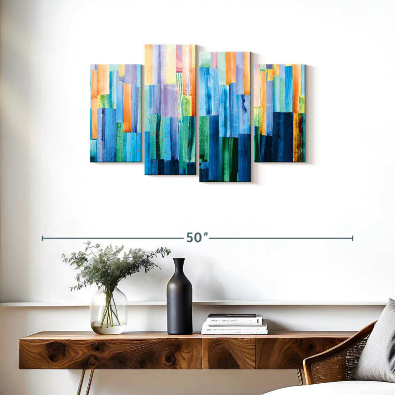Avery pastel et lignes abstraites bleues, H 22 po x l 36 po