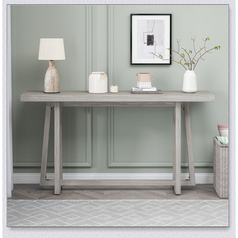 Console rectangulaire élégante de 59,84 po, pour une utilisation intérieure et extérieure durable, idéale pour l'entrée, le couloir, le salon et le patio, gris