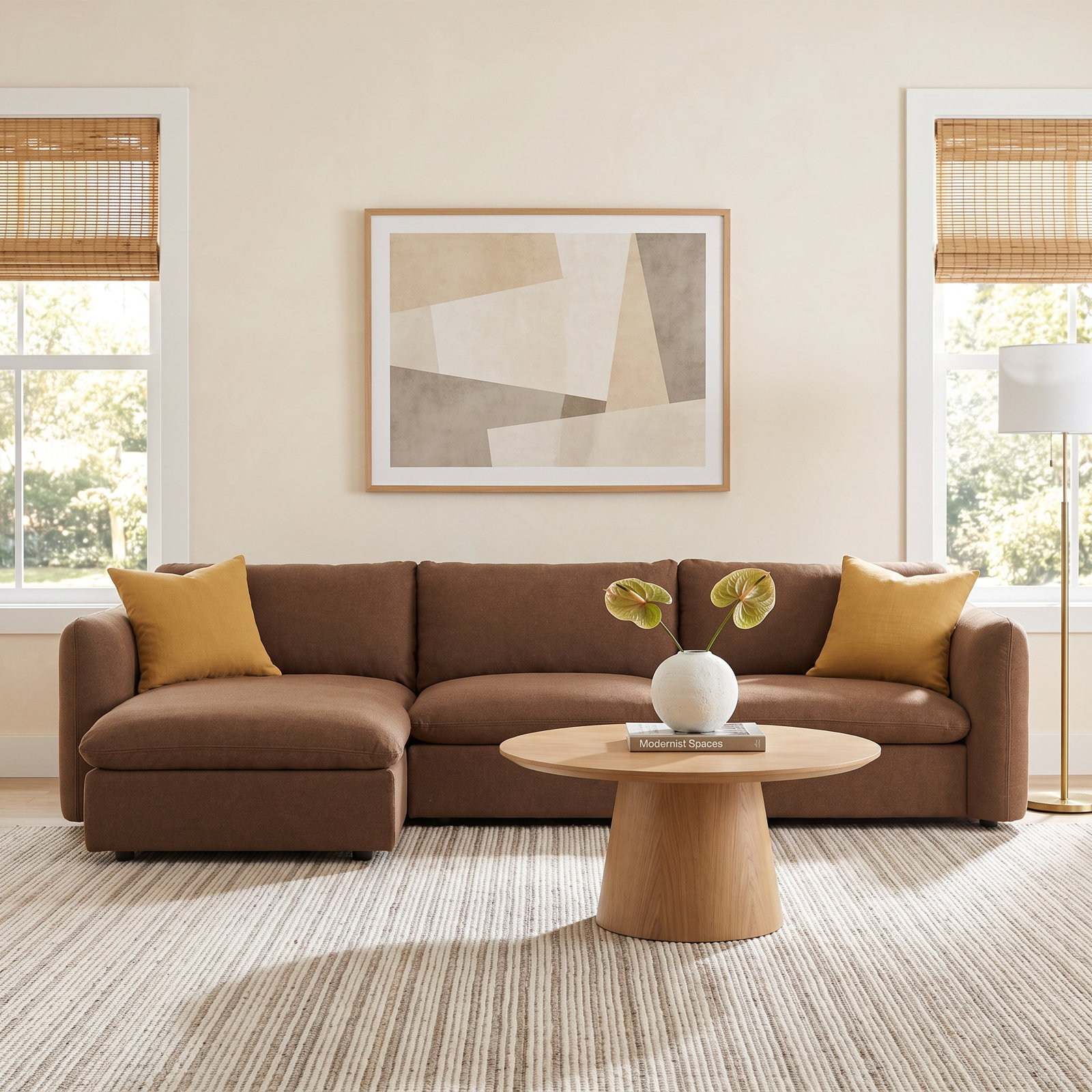Margorie Upholstered Reversible Chaise L-Sectional, Antwerp Cafe Linen Blend