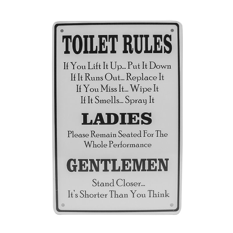 Trinx Toilet Rules Tin Sign