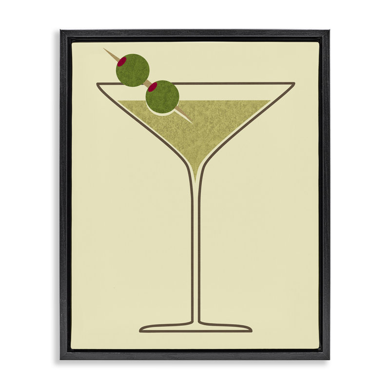 «Martini with Olives» par Daphne Polselli, Cadre flottant noir de jais, H 21 po x l 17 po