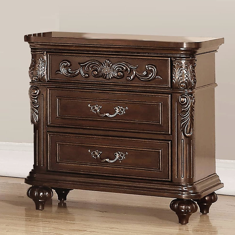 2 Table de chevet en noyer antique - Mobilier de chambre à coucher confortable Table de chevet en cerisier: 2, option de rangement