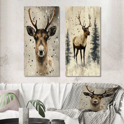 Gentle Reindeer I - Christmas, impression murale 2 pièces
