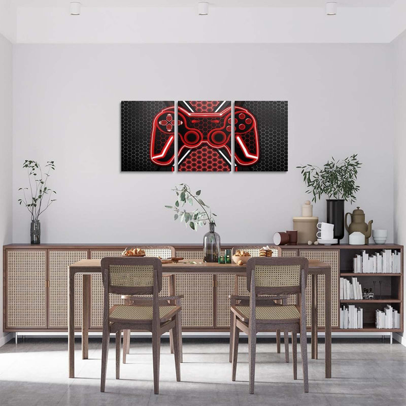 3 Piece Wrapped Canvas Wall Art, Red