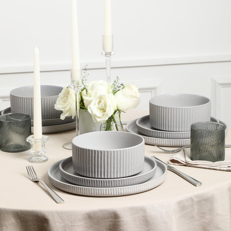Stone Lain Haven 16-Piece Dinnerware Set Stoneware, Gray
