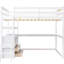 Lit mezzanine double blanc avec bureau, tablettes et tiroirs intégrés - élément de chambre à coucher robuste et élégant-426567976-426567979