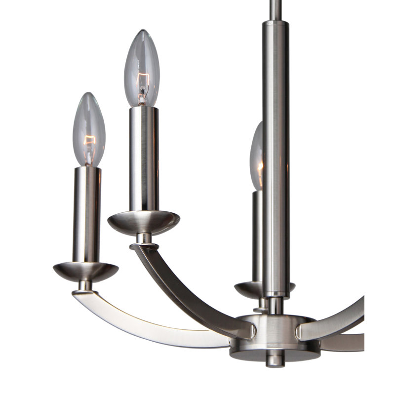 Lustre classique / traditionnel à 5 lumières de style bougie Anihya, Nickel satiné
