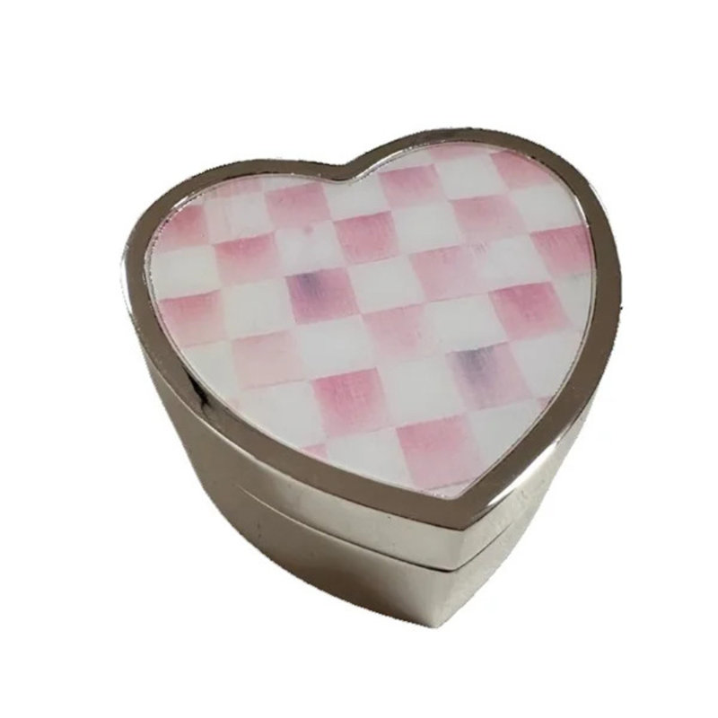 Rosy Check Heart Trinket Box