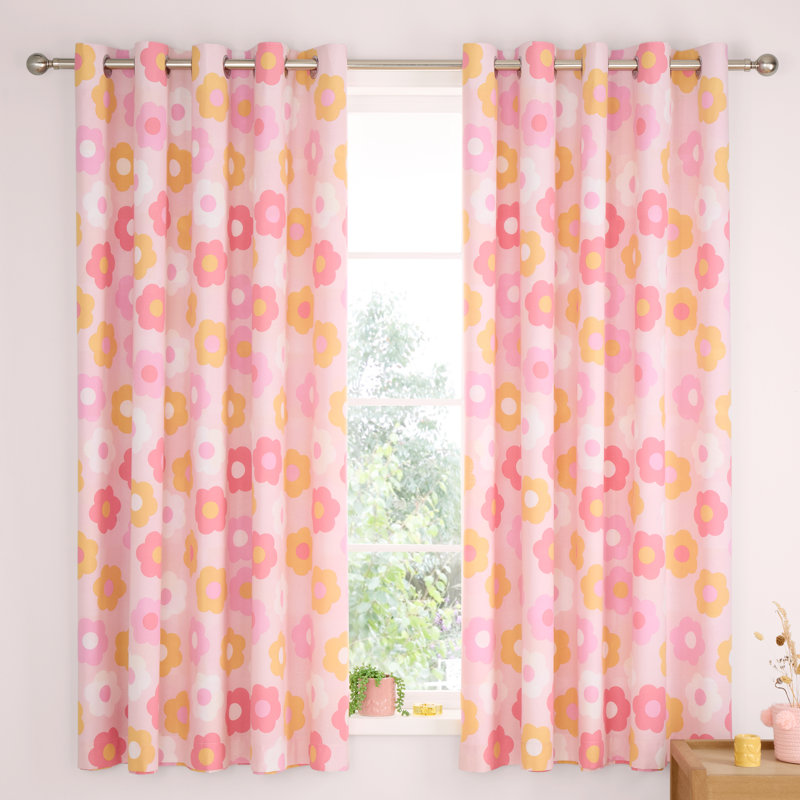 Retro Daisy Fully Reversible Eyelet Curtains