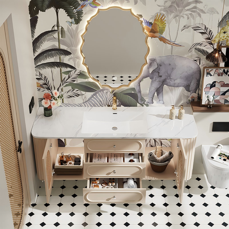 Ensemble de meuble-lavabo mural 70 po7, 71", Crème