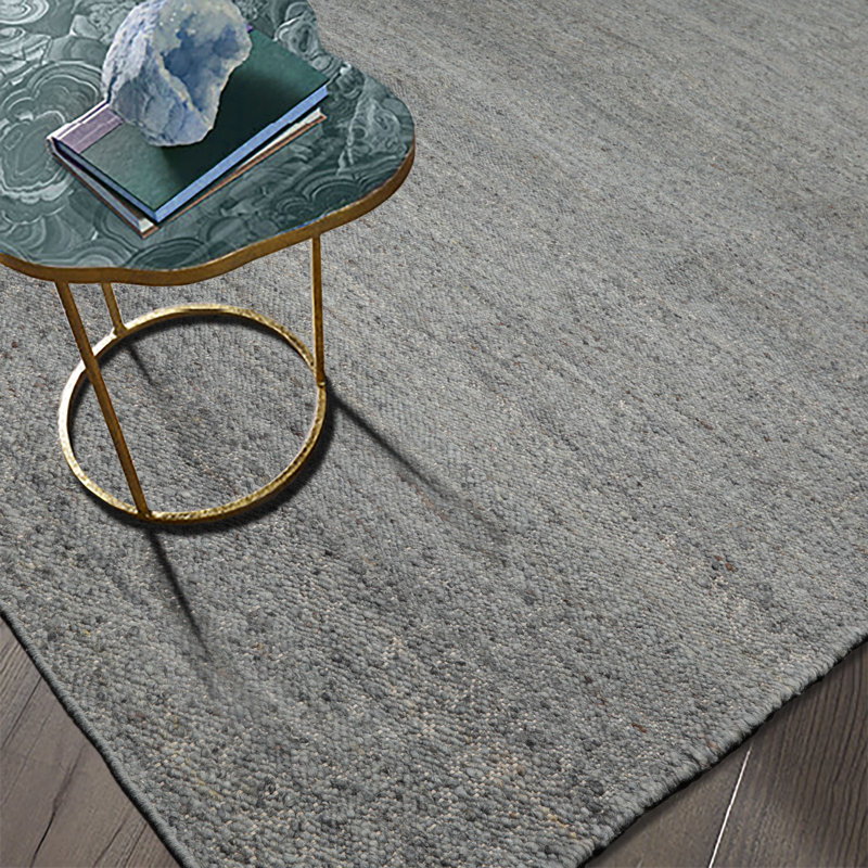 Tapis bleu sarcelle en laine tissé à plat à la main Ailie Modale, Rectangle de 10 pi x 14 pi