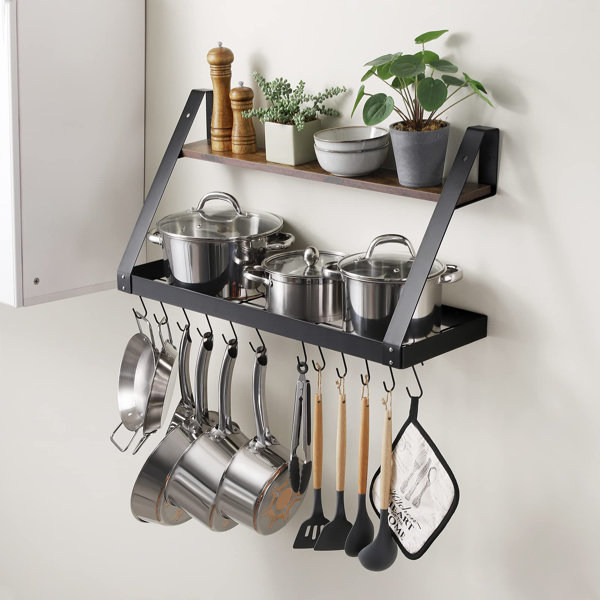 Prep & Savour Metal Wall Mounted Pot Rack