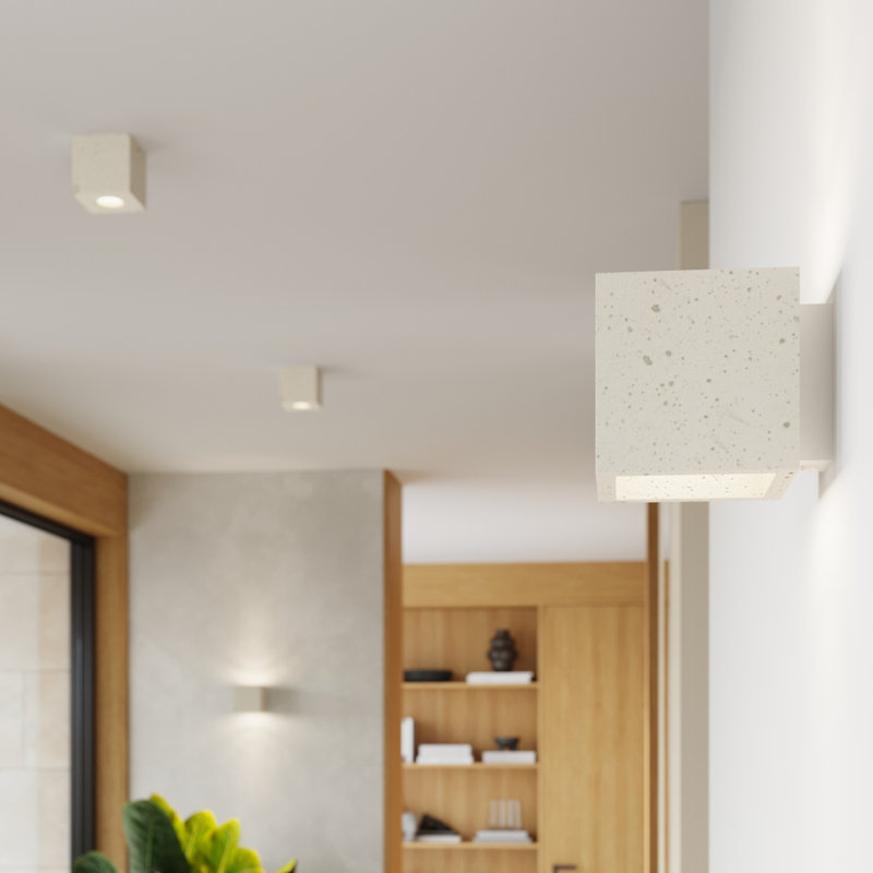 QUAD Flush Mounted Sconce, Wall lamp QUAD concrete beige, Beige, 1 Light